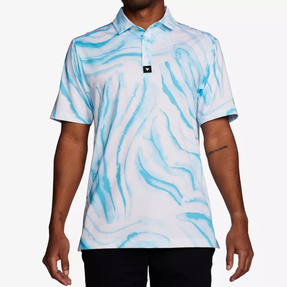 Bad Birdie Bad Birdie Swirl Polo Men's Golf Performance Blue/White Size Large